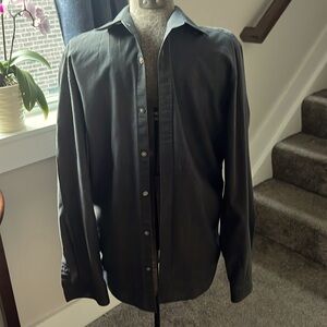 H&M Men’s Small Button Down Dark Grey Long Sleeve Shirt